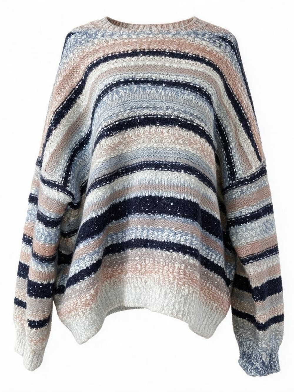 C&C California Striped Crewneck Sweater in Blue, Cream & Tan